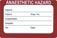 Anaesthetic Hazard Label